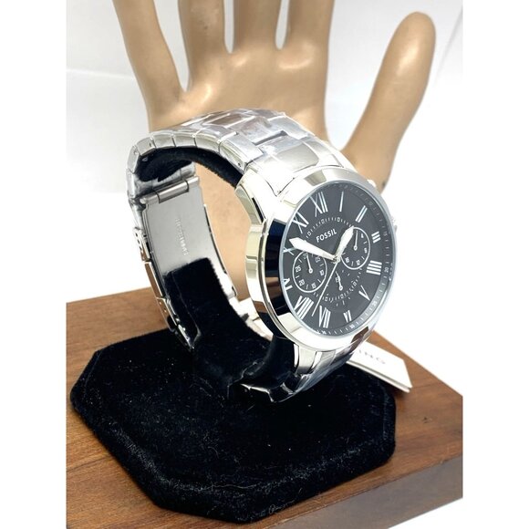 Fossil Men's Watch FS4736 Grant Quartz Chronograph Black Dial Silver Steel 44mm - Picture 13 of 13